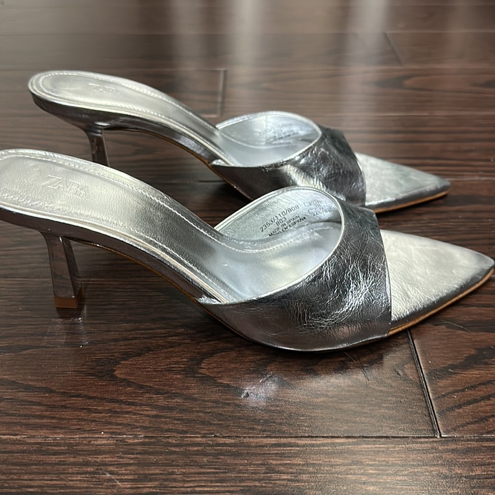 Zara heeled metallic sandals